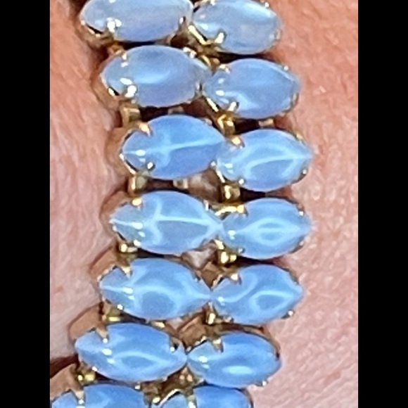 Blue Glass Opaline Demi Parure Bracelet & Earrings 😍 SET … oh, the COLOR 🤩 - Picture 11 of 17